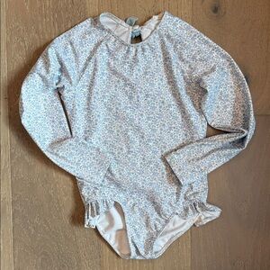 Kids Blue Floral Long Sleeve Rashguard